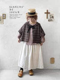 MARCHE' DE SOEUR／セーラー襟のタッセルちびジャケット・レッドブラウンチェック