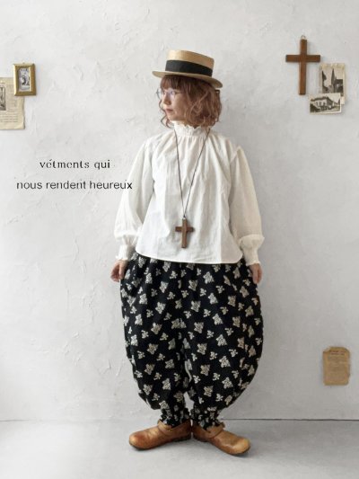 画像7: nous rendent heureux／シャーリング襟ブラウス・ライトグレー