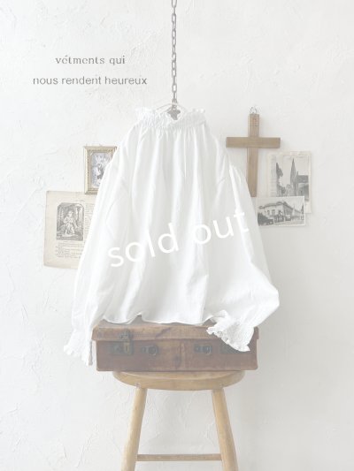 画像1: nous rendent heureux／シャーリング襟ブラウス・オフ