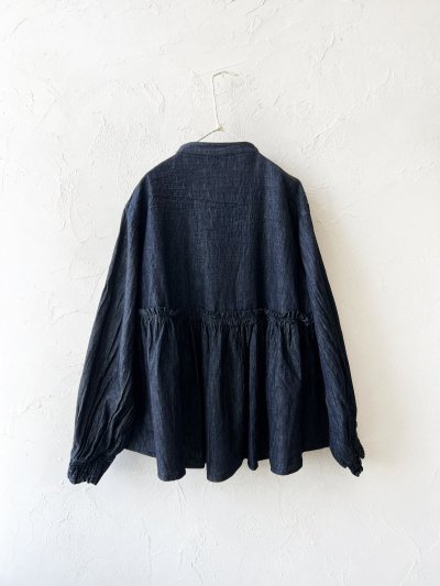 画像9: ubasoku/0108 ギャザーブラウス・インディゴ