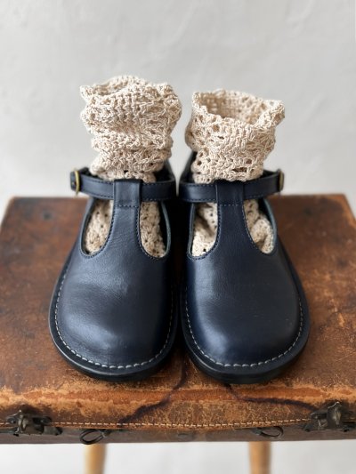 画像2: Diu／本革 Tストラップシューズ・ダークネイビー［M / L］