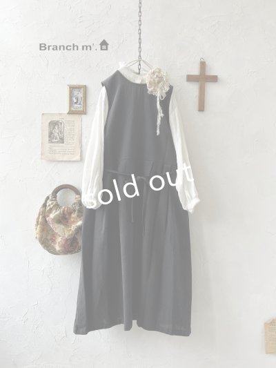 画像1: Branch m'／2wayウエストリボンワンピース・黒