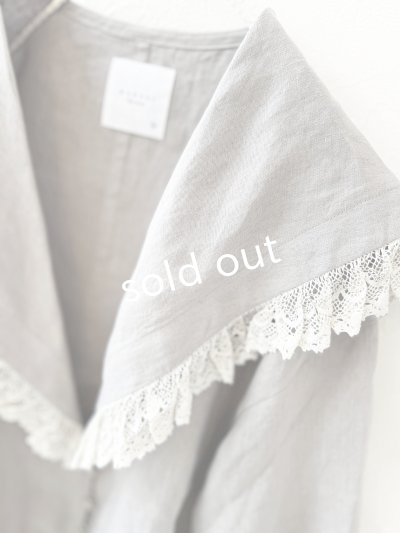 画像10: MAGALI /コルトレイクリネン レース襟カーディガン・グレー