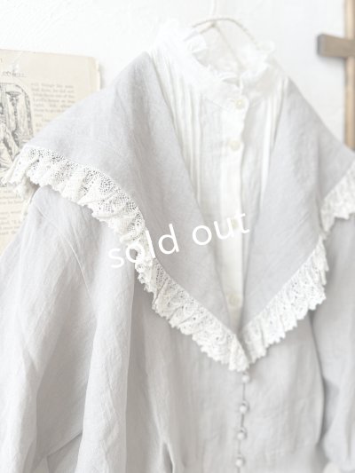 画像3: MAGALI /コルトレイクリネン レース襟カーディガン・グレー