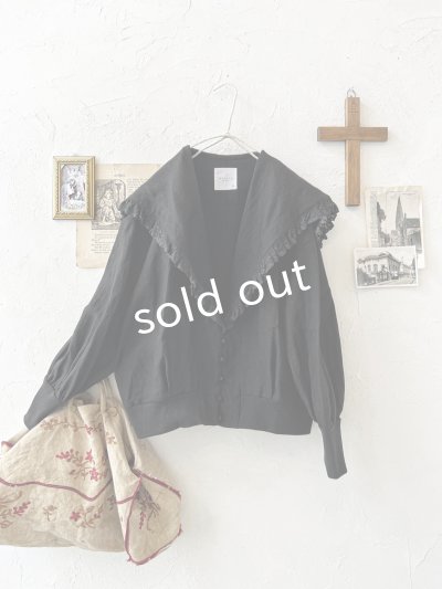 画像8: MAGALI /コルトレイクリネン レース襟カーディガン・ブラック