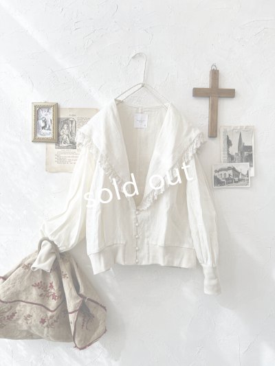 画像4: MAGALI /コルトレイクリネン レース襟カーディガン・アイボリー