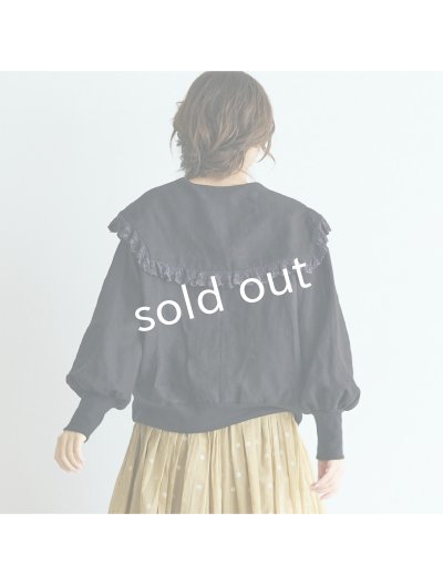 画像12: MAGALI /コルトレイクリネン レース襟カーディガン・ブラック