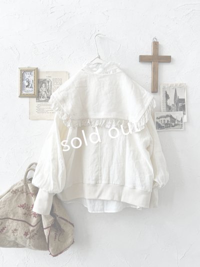 画像3: MAGALI /コルトレイクリネン レース襟カーディガン・アイボリー