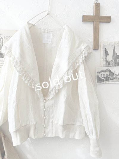 画像5: MAGALI /コルトレイクリネン レース襟カーディガン・アイボリー