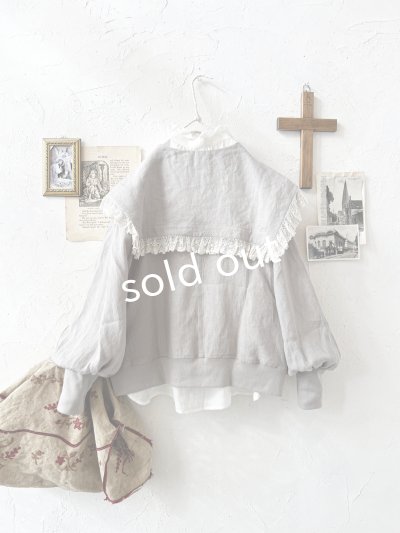 画像7: MAGALI /コルトレイクリネン レース襟カーディガン・グレー