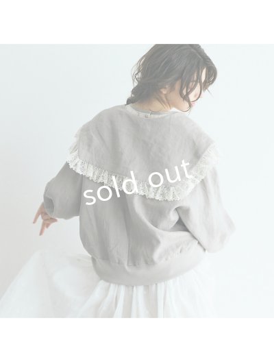 画像13: MAGALI /コルトレイクリネン レース襟カーディガン・グレー