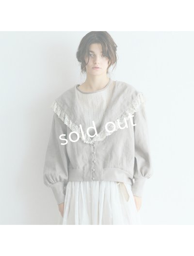 画像11: MAGALI /コルトレイクリネン レース襟カーディガン・グレー