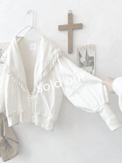 画像12: MAGALI /コルトレイクリネン レース襟カーディガン・アイボリー