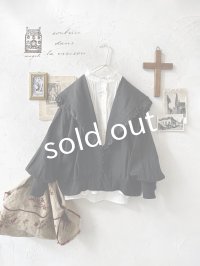 MAGALI /コルトレイクリネン レース襟カーディガン・ブラック