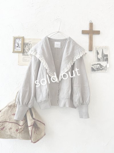 画像9: MAGALI /コルトレイクリネン レース襟カーディガン・グレー