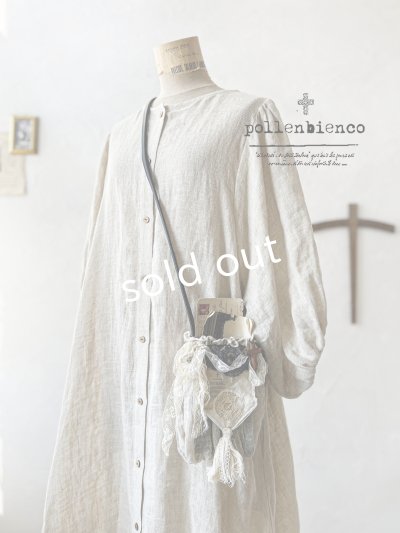 画像1: pollenbienco／アンティークレースのポシェット・黒