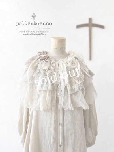 画像1: pollenbienco／アンティークレースのティペット・D