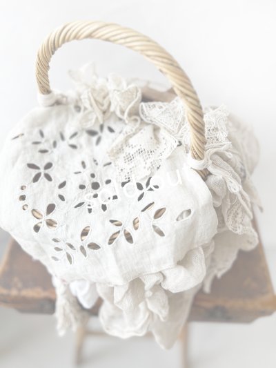 画像10: pollenbienco／アンティークレースのバスケット・B