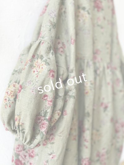 画像13: MARCHE' DE SOEUR／パフ袖チュニックワンピース・花柄モスグリーン