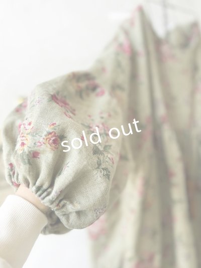 画像7: MARCHE' DE SOEUR／パフ袖チュニックワンピース・花柄モスグリーン