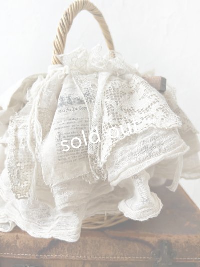 画像8: pollenbienco／アンティークレースのバスケット・B