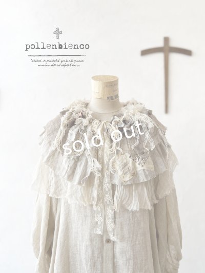 画像1: pollenbienco／アンティークレースのティペット・C