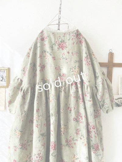 画像14: MARCHE' DE SOEUR／パフ袖チュニックワンピース・花柄モスグリーン