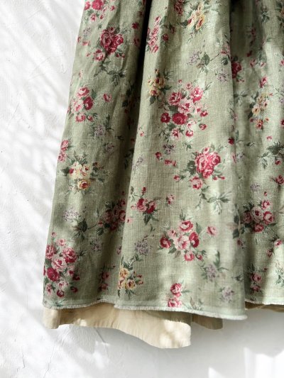 画像3: MARCHE' DE SOEUR／パフ袖チュニックワンピース・花柄モスグリーン