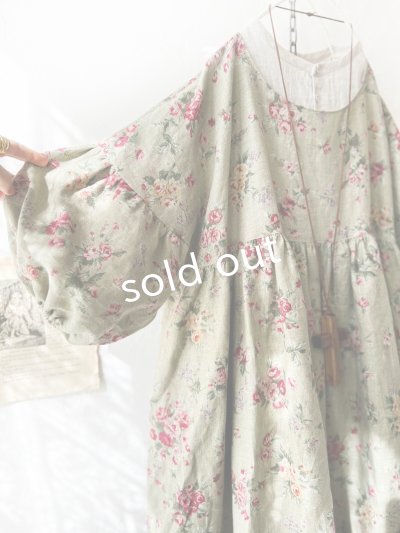 画像4: MARCHE' DE SOEUR／パフ袖チュニックワンピース・花柄モスグリーン