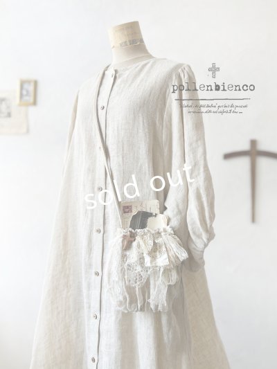 画像1: pollenbienco／アンティークレースのポシェット・ベージュ
