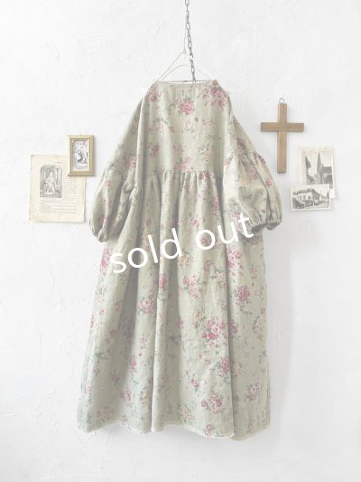 画像12: MARCHE' DE SOEUR／パフ袖チュニックワンピース・花柄モスグリーン