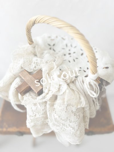 画像9: pollenbienco／アンティークレースのバスケット・B