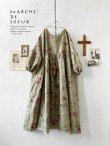 画像1: MARCHE' DE SOEUR／パフ袖チュニックワンピース・花柄モスグリーン (1)