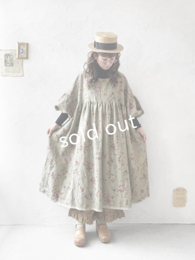 画像16: MARCHE' DE SOEUR／パフ袖チュニックワンピース・花柄モスグリーン