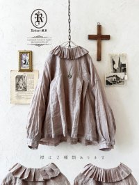 Reliure／Tucked ruffle collar blouse・ash pink