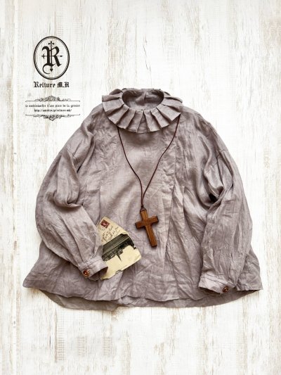 画像5: Reliure／Tucked ruffle collar blouse・ash pink