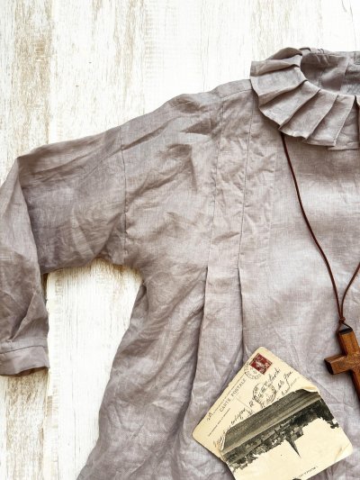 画像8: Reliure／Tucked ruffle collar blouse・ash pink