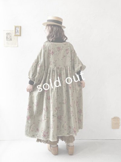 画像18: MARCHE' DE SOEUR／パフ袖チュニックワンピース・花柄モスグリーン