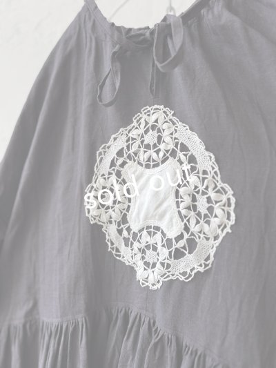 画像3: shizuka's／アンティーク刺繍レースワンピース・チャコール
