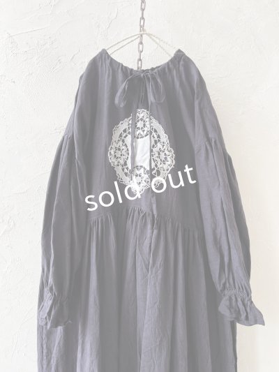画像2: shizuka's／アンティーク刺繍レースワンピース・チャコール