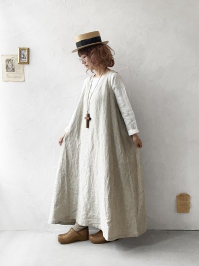 画像10: 08mab/重ね着風ワンピース・インディゴ×オフ