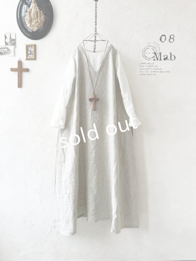 画像2: 08mab/重ね着風ワンピース・グレージュ×オフ