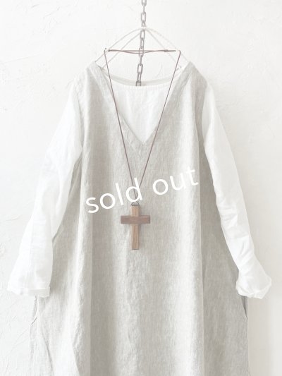 画像3: 08mab/重ね着風ワンピース・グレージュ×オフ