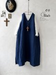 画像1: 08mab/重ね着風ワンピース・インディゴ×オフ (1)