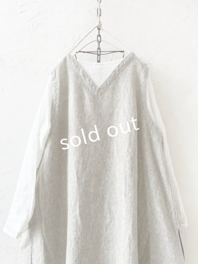 画像10: 08mab/重ね着風ワンピース・グレージュ×オフ