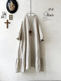 08mab/裾ギャザー切り替えワンピース・生成り