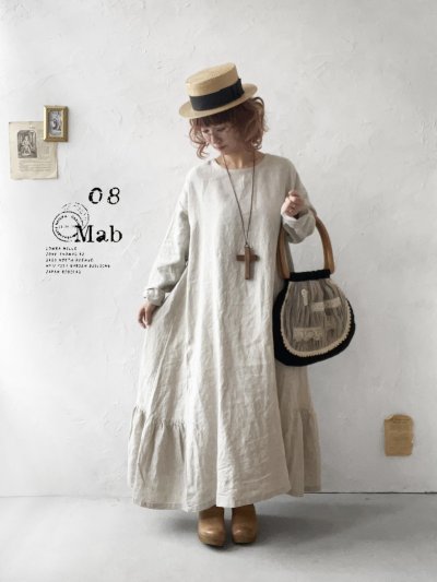 画像11: 08mab/裾ギャザー切り替えワンピース・生成り