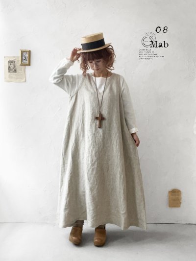 画像8: 08mab/重ね着風ワンピース・インディゴ×オフ