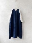 画像7: 08mab/重ね着風ワンピース・インディゴ×オフ (7)