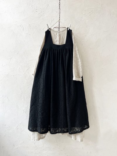 画像8: sorte cuff/レースギャザージャンパースカート・黒